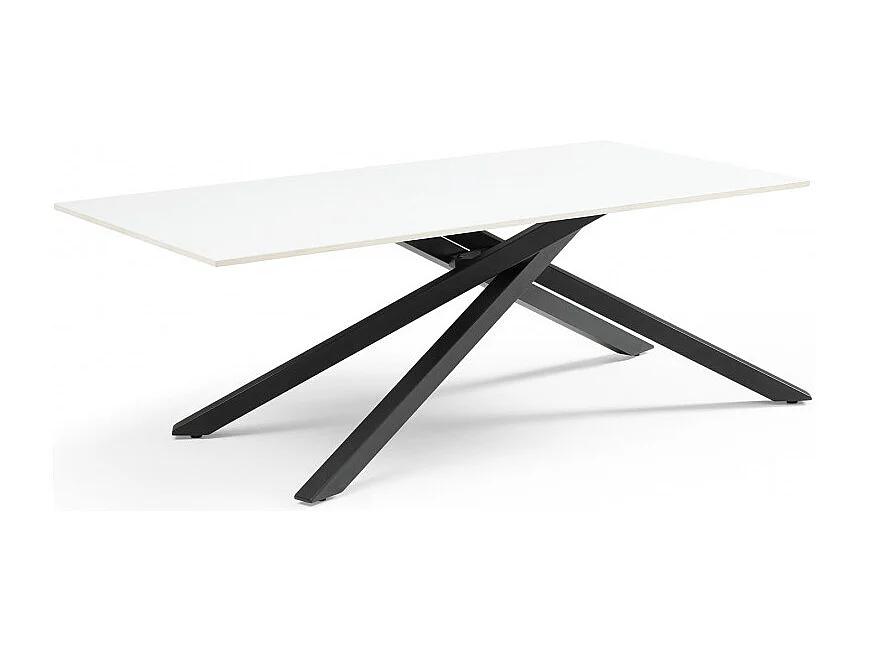 Table basse 120x60 cm céramique blanc pied torsadé - OREGON 05