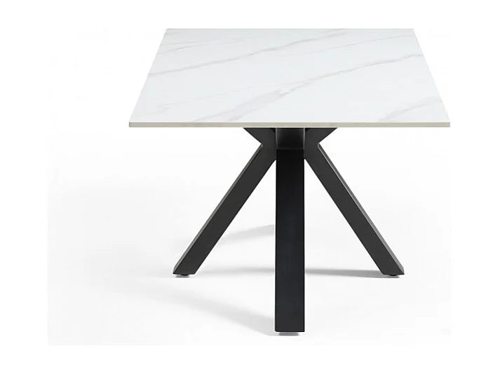Table basse 120x60 cm céramique blanc marbré pied croix - NEVADA 04