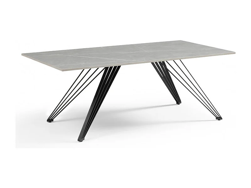 Table basse 120x60 cm céramique gris marbré pieds filaires - ARIZONA 01