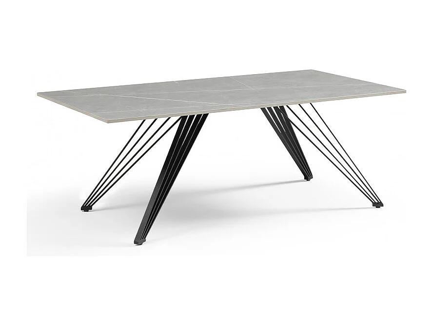 Table basse 120x60 cm céramique gris marbré pieds filaires - ARIZONA 01