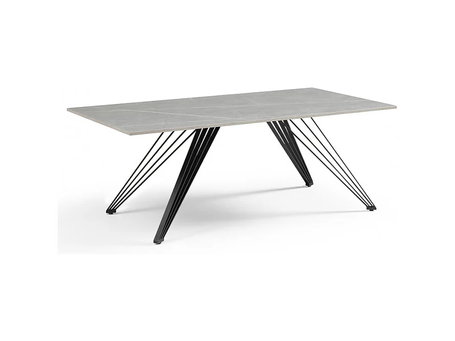 Table basse 120x60 cm céramique gris marbré pieds filaires - ARIZONA 01