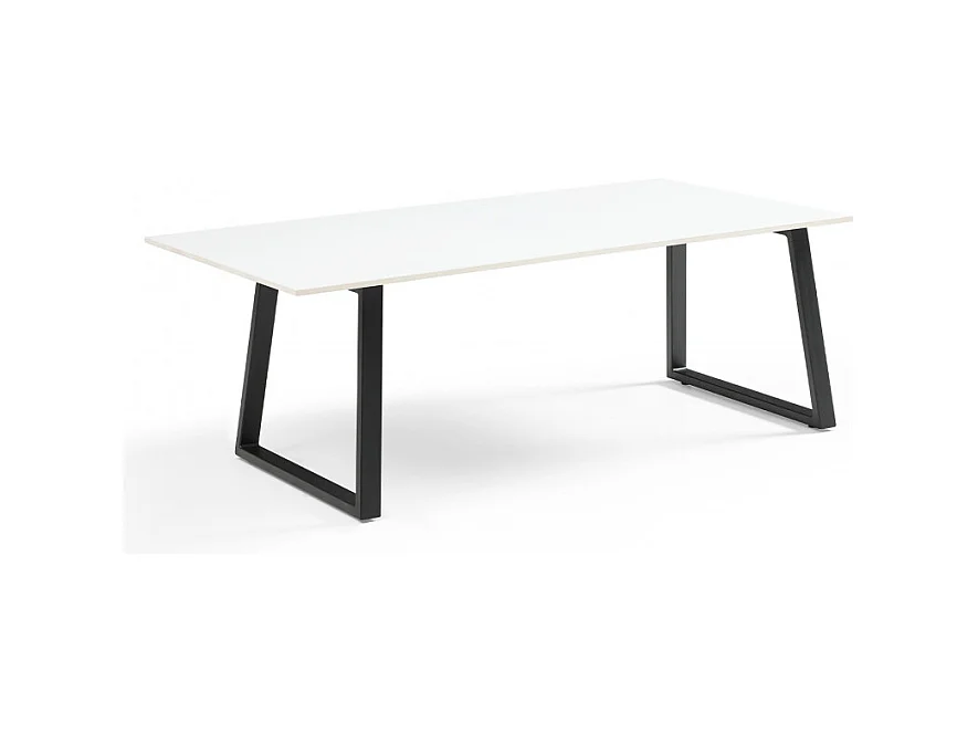 Table basse 120x60 cm céramique blanc pieds luge - OREGON 02