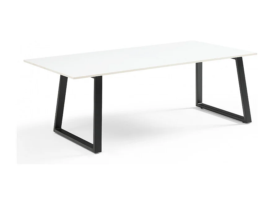 Table basse 120x60 cm céramique blanc pieds luge - OREGON 02