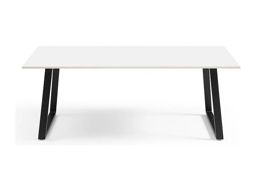 Table basse 120x60 cm céramique blanc pieds luge - OREGON 02