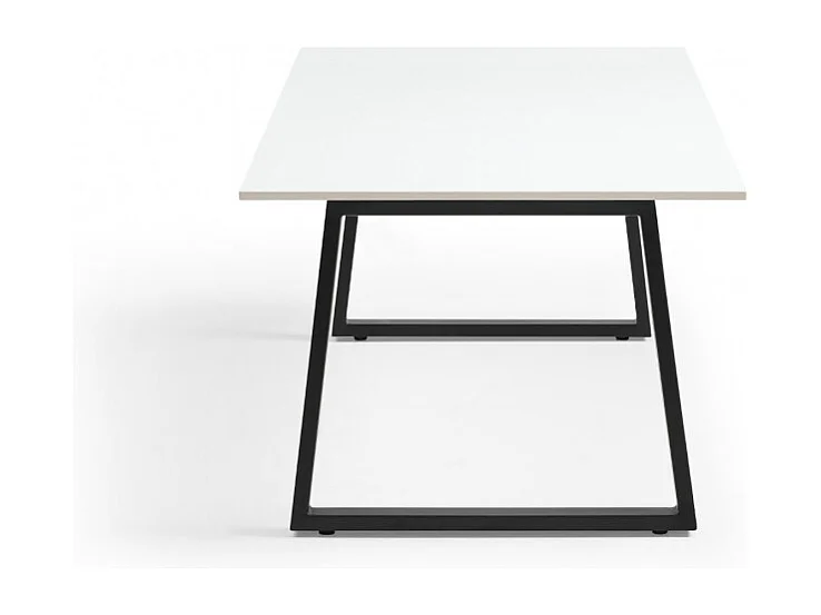 Table basse 120x60 cm céramique blanc pieds luge - OREGON 02