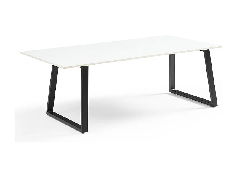 Table basse 120x60 cm céramique blanc pieds luge - OREGON 02