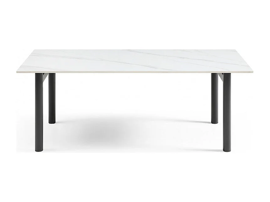 Table basse 120x60 cm céramique blanc marbré pieds droits - NEVADA 09