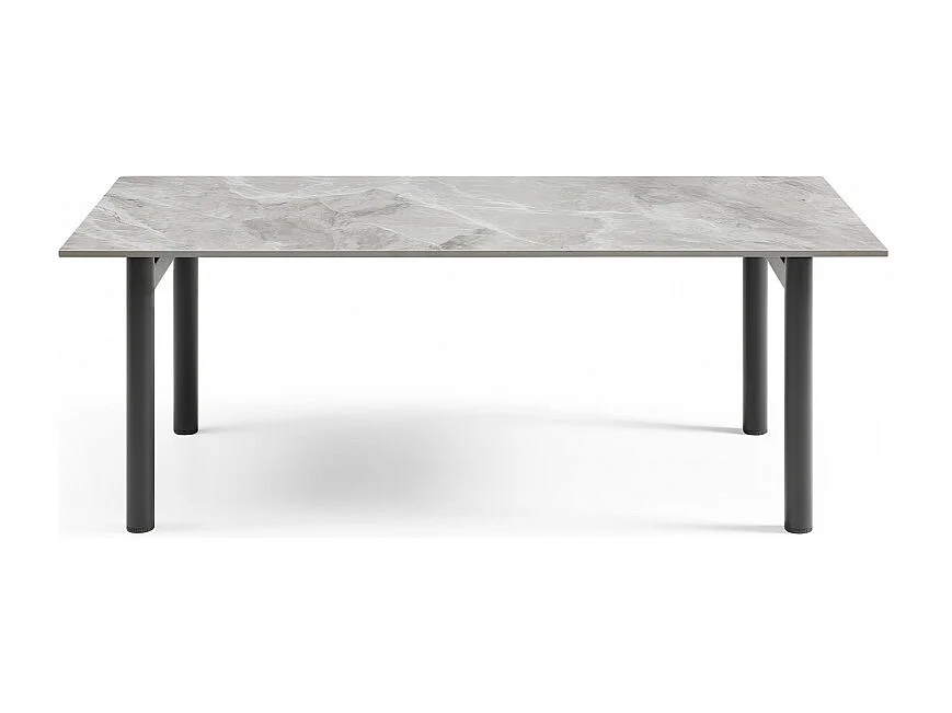 Table basse 120x60 cm céramique gris marbré laqué pieds droits - DAKOTA 09