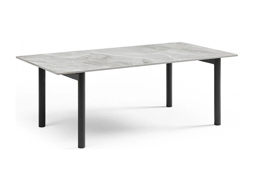 Table basse 120x60 cm céramique gris marbré laqué pieds droits - DAKOTA 09