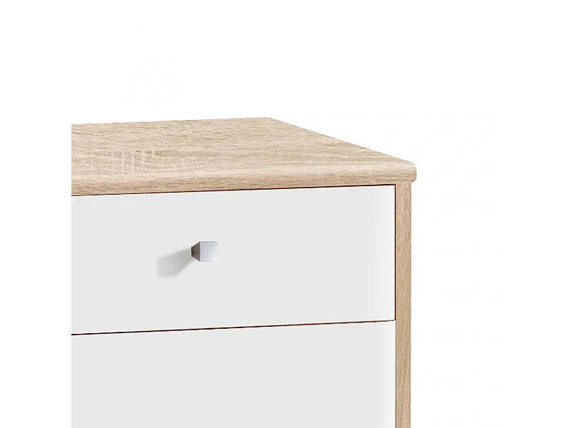 Caisson à roulettes blanc décor bois 1 tiroir et 1 placard - REVERSO