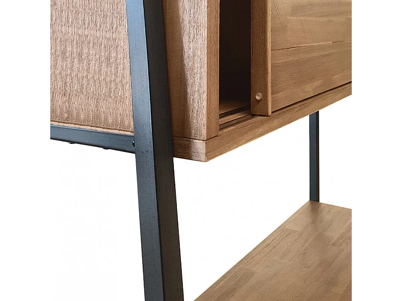 Bureau 2 tiroirs et 2 portes en bois d'acacia et métal - MAYBEL