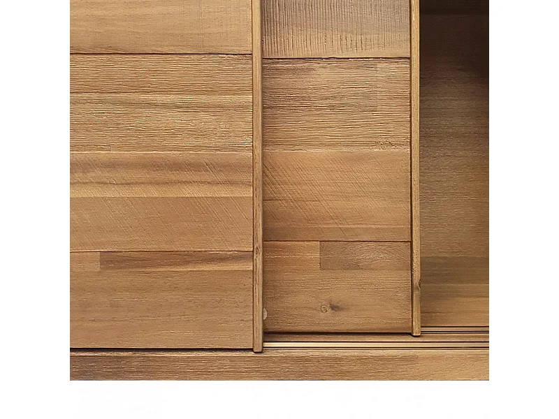 Bureau 2 tiroirs et 2 portes en bois d'acacia et métal - MAYBEL