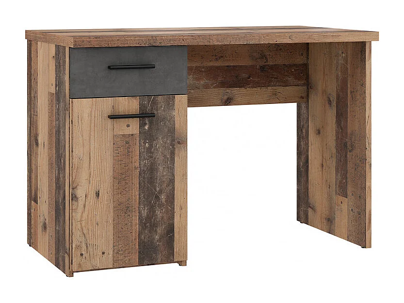 Bureau enfant 110 cm décor bois vintage et béton gris - BUCKY