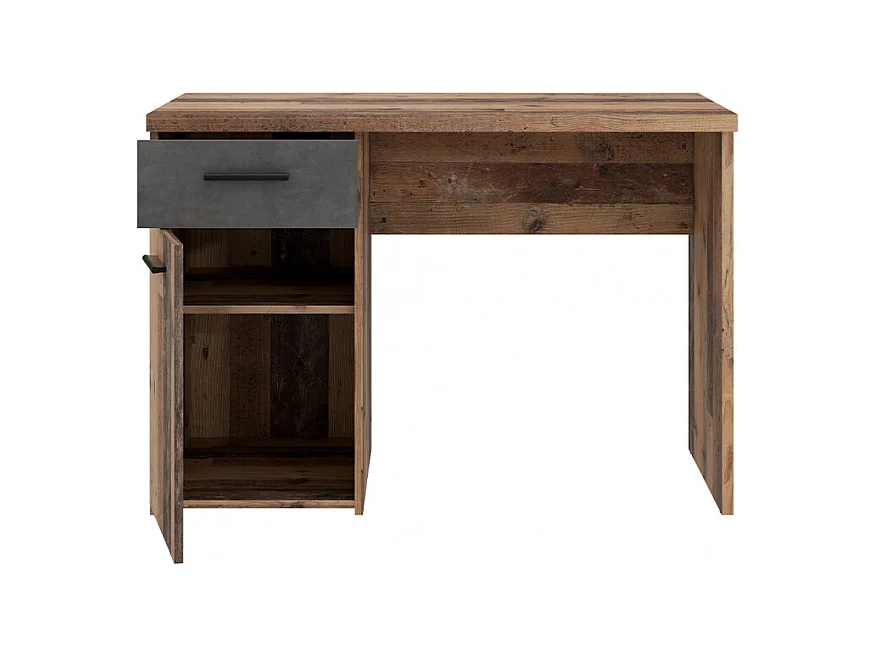 Bureau enfant 110 cm décor bois vintage et béton gris - BUCKY