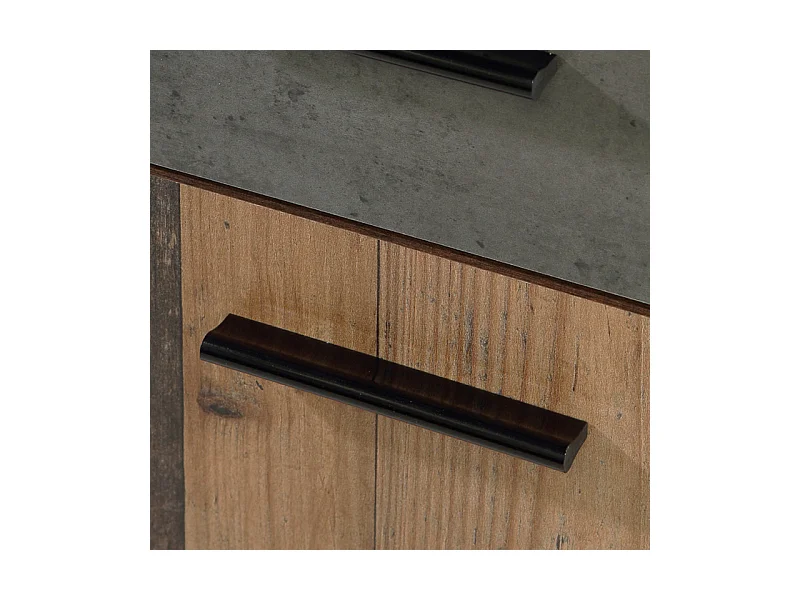 Bureau enfant 110 cm décor bois vintage et béton gris - BUCKY