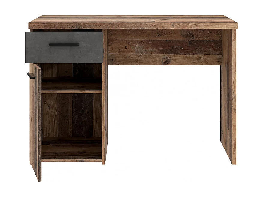 Bureau enfant 110 cm décor bois vintage et béton gris - BUCKY