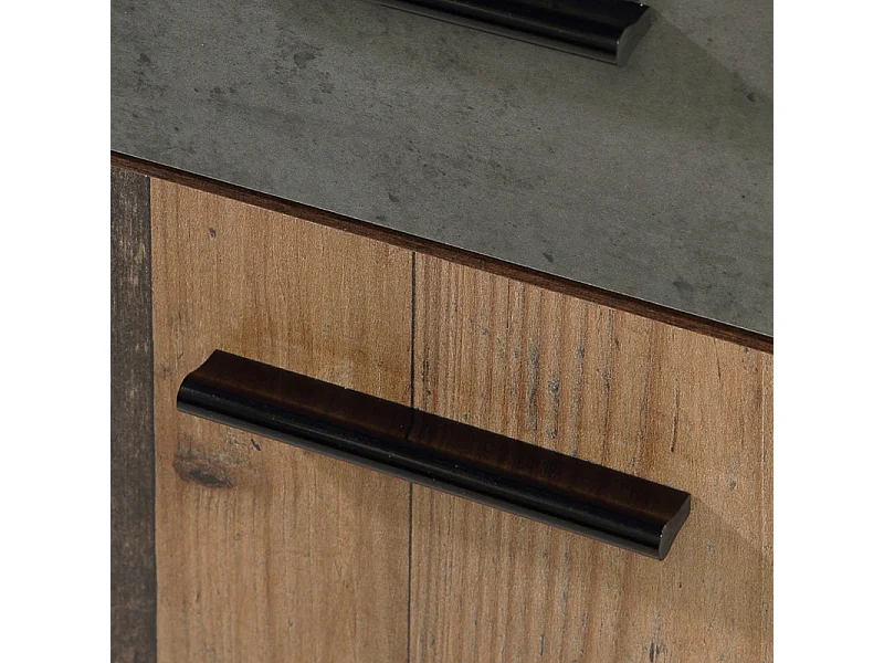 Bureau enfant 110 cm décor bois vintage et béton gris - BUCKY