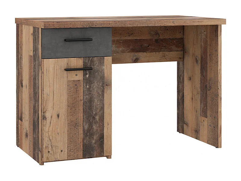 Bureau enfant 110 cm décor bois vintage et béton gris - BUCKY