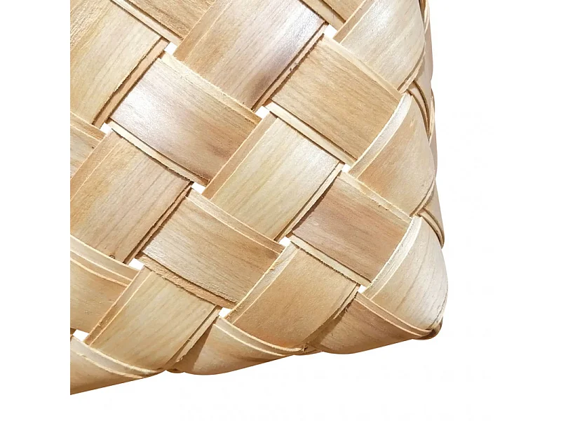 Lot de 2 paniers tressés bois clair et poignées simili - TRESSY 3697