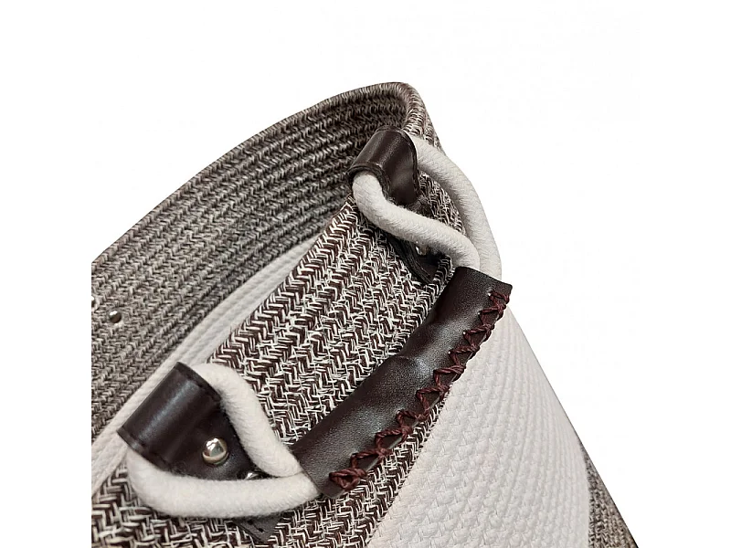 Lot de 4 paniers rond en corde de coton marron et blanc - COTON