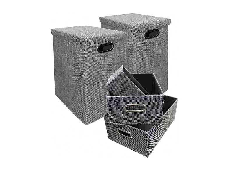Set 5 boites de rangement avec couvercle gris - FUN