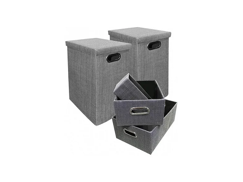 Set 5 boites de rangement avec couvercle gris - FUN