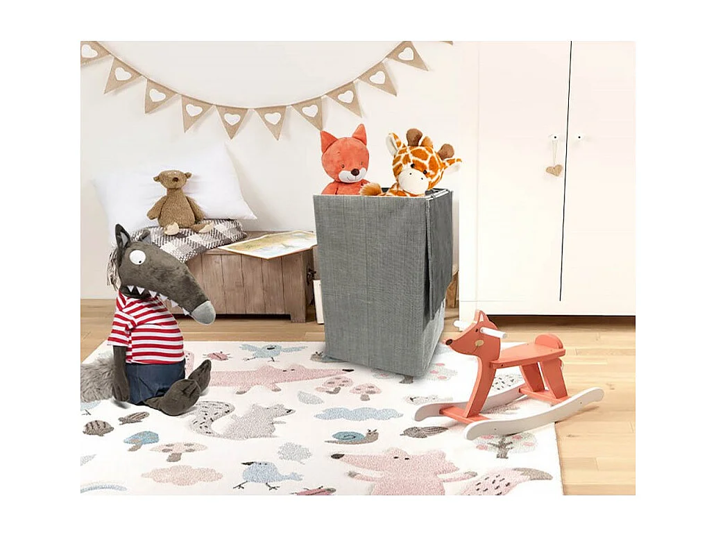 Panier à linge ou rangement gris foncé pliable avec couvercle - LUC