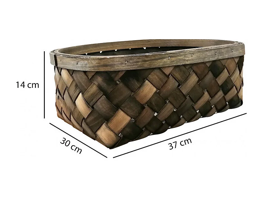 Lot de 2 paniers/corbeilles 14x37 en bois de pin tressé - DAMY 9725