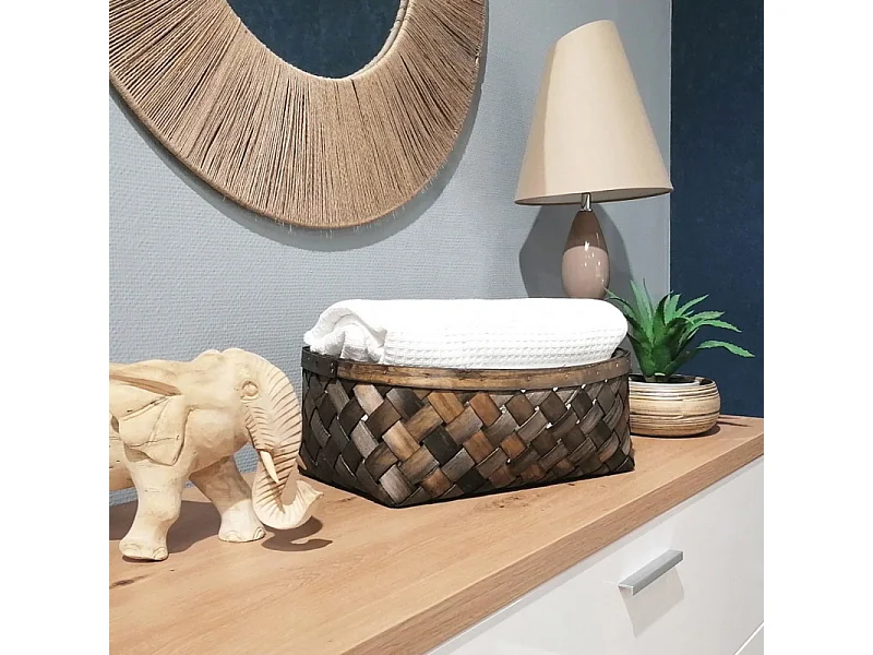 Lot de 2 paniers/corbeilles 14x37 en bois de pin tressé - DAMY 9725