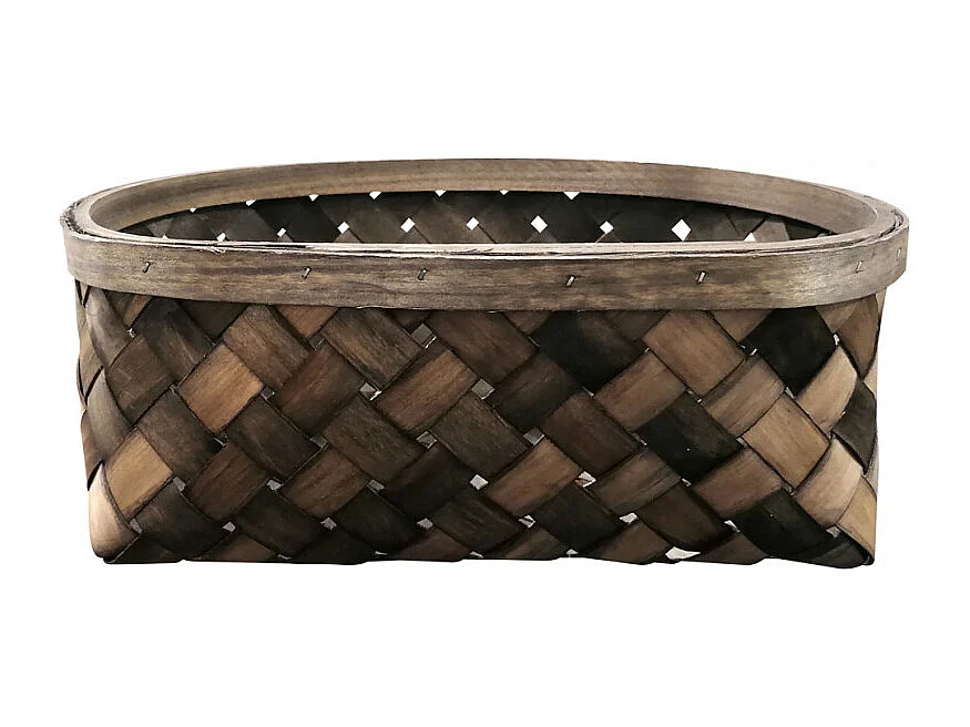 Lot de 2 paniers/corbeilles 14x37 en bois de pin tressé - DAMY 9725