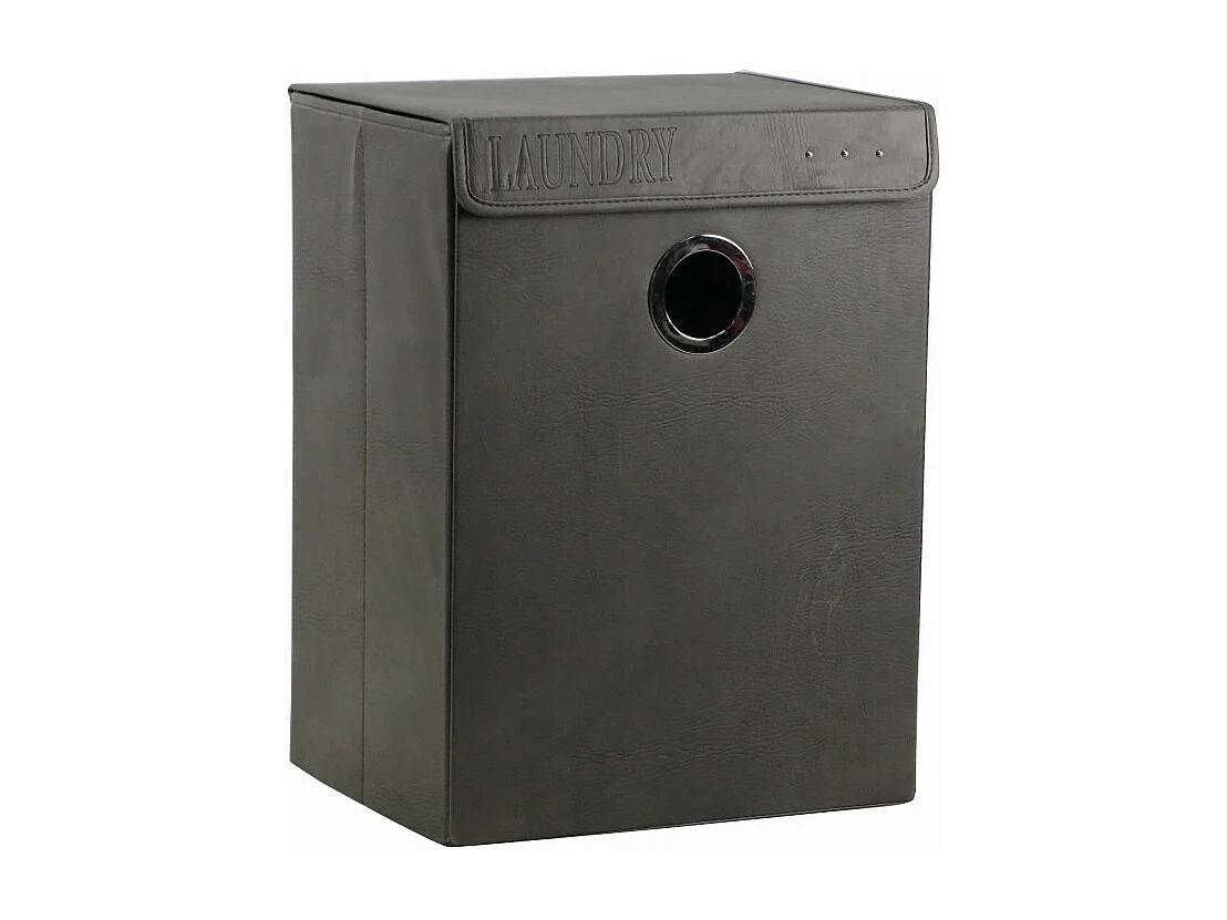 Panier à linge pliant avec couvercle gris H. 54 cm - BASKET