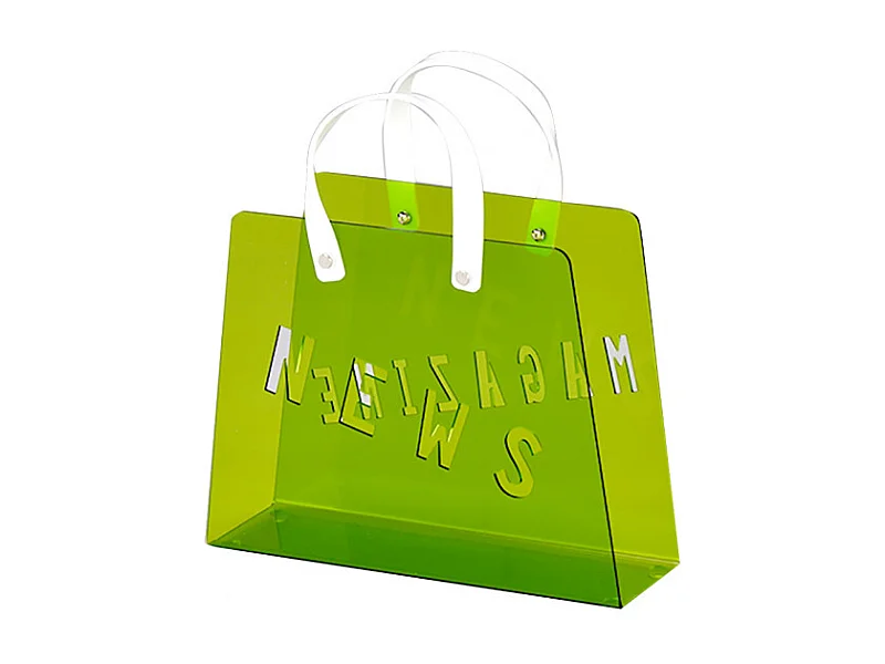 Porte-revues en plexiglass vert design sac avec anses - FUNNY VERT