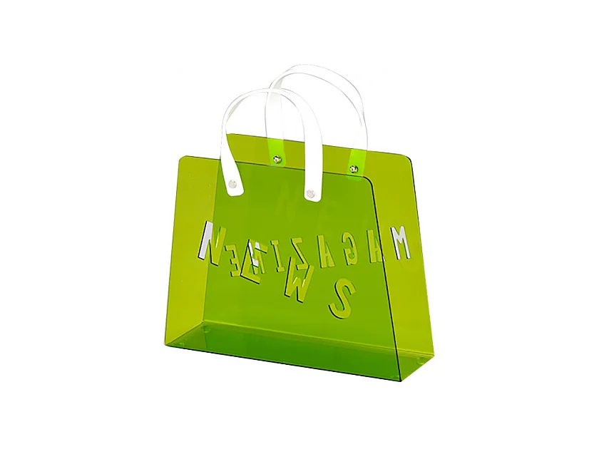 Porte-revues en plexiglass vert design sac avec anses - FUNNY VERT