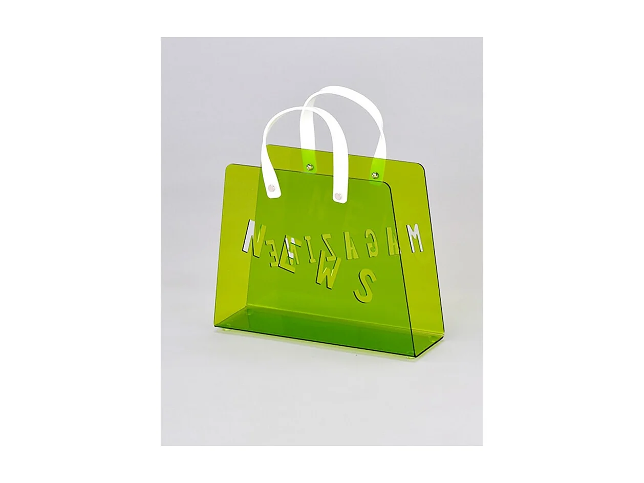 Porte-revues en plexiglass vert design sac avec anses - FUNNY VERT