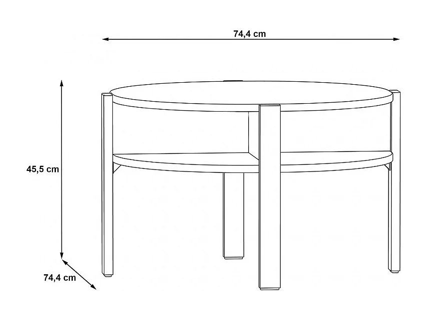 Table d'appoint ronde D. 74 cm décor béton gris anthracite - ROZALY