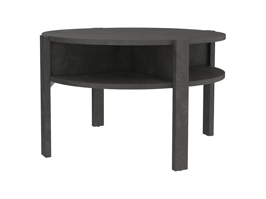 Table d'appoint ronde D. 74 cm décor béton gris anthracite - ROZALY