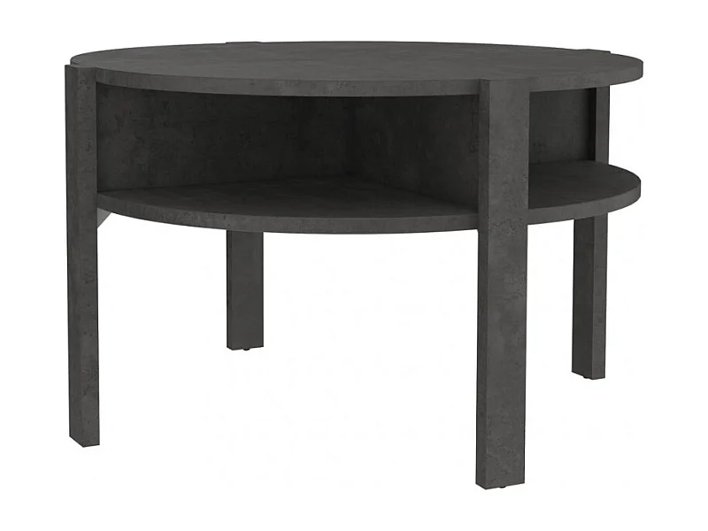 Table d'appoint ronde D. 74 cm décor béton gris anthracite - ROZALY