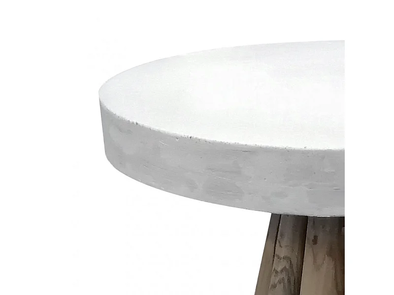 Bout de canapé avec plateau et piètement en bois de teck gris - TAMY