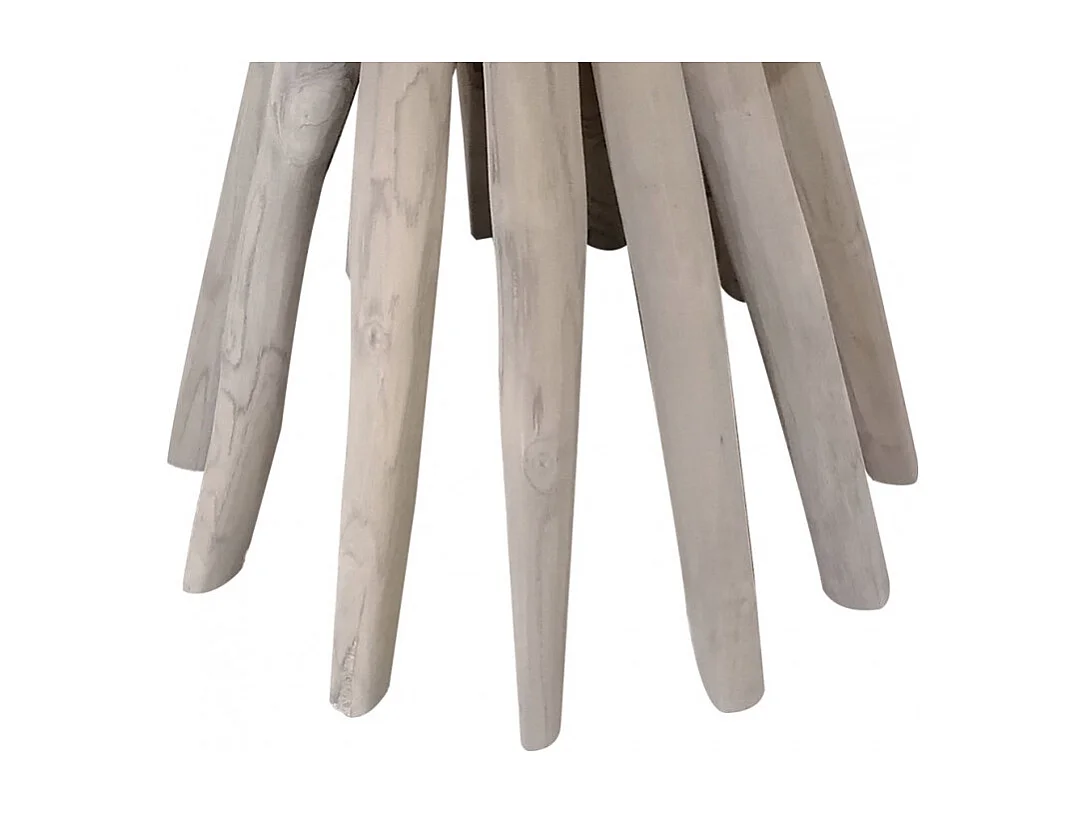 Bout de canapé avec plateau et piètement en bois de teck gris - TAMY