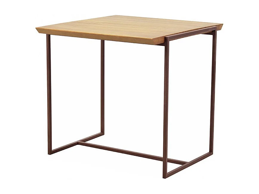 Table d'appoint en bois de pin et métal marron - LINEA