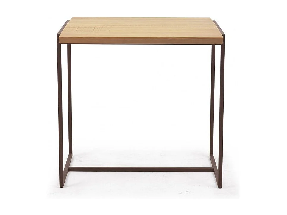 Table d'appoint en bois de pin et métal marron - LINEA