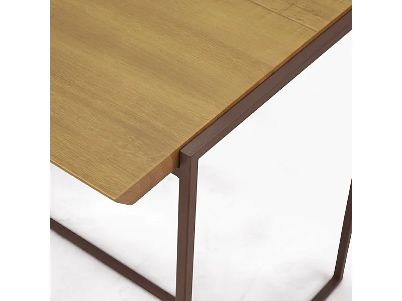 Table d'appoint en bois de pin et métal marron - LINEA