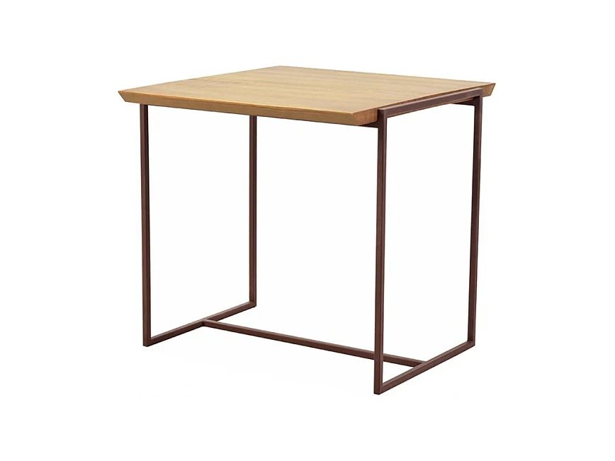 Table d'appoint en bois de pin et métal marron - LINEA