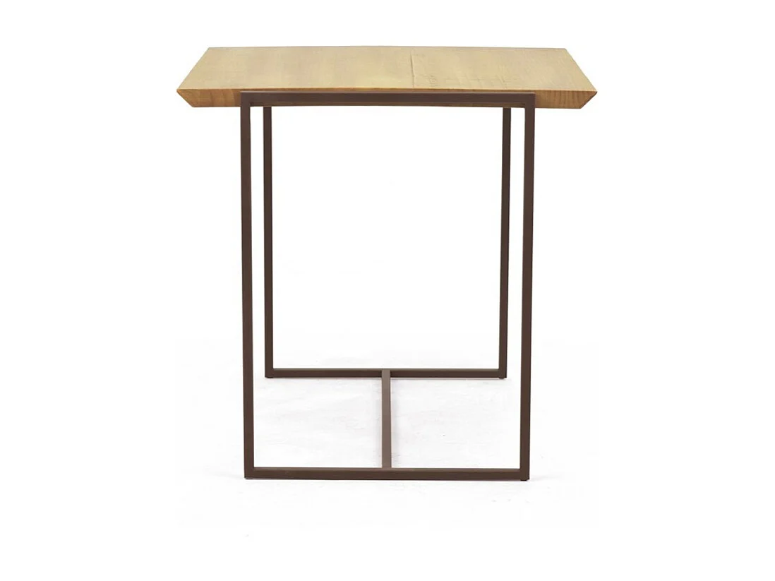 Table d'appoint en bois de pin et métal marron - LINEA