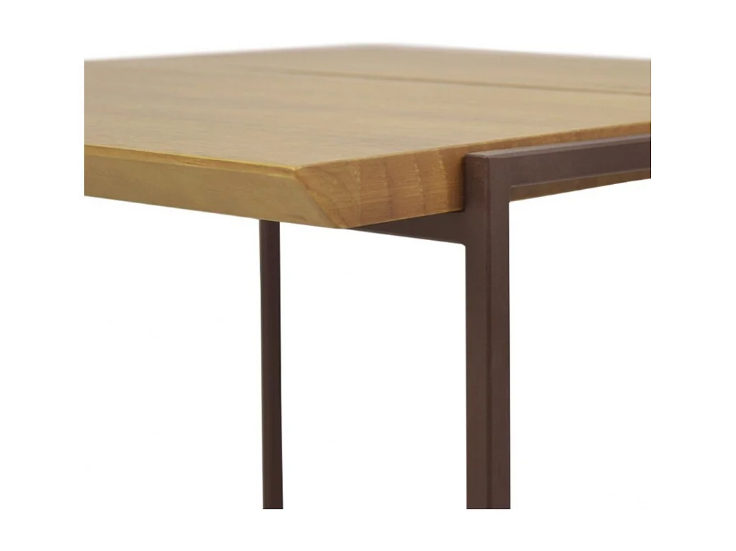 Table d'appoint en bois de pin et métal marron - LINEA