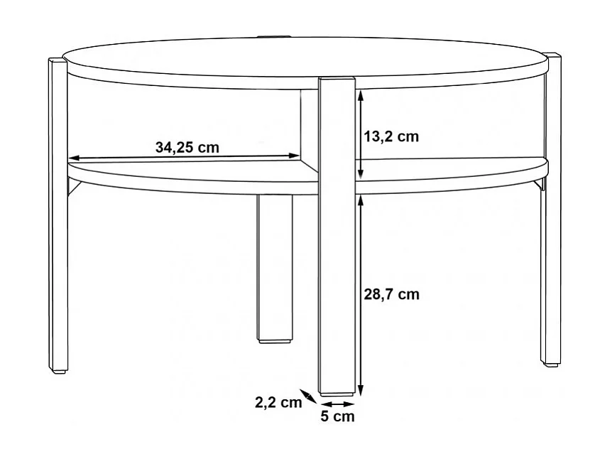 Table d'appoint ronde D. 74 cm 4 rangements décor bois clair - ROZALY