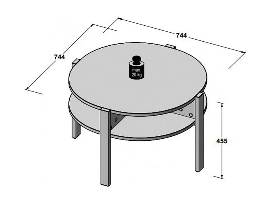 Table d'appoint ronde D. 74 cm blanc avec 4 niches rangements - ROZALY