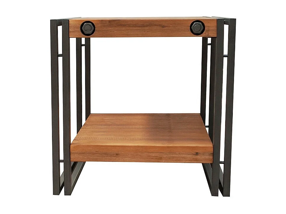 Table d'appoint carrée 50 cm en bois d'acacia et métal - WORKSHOP