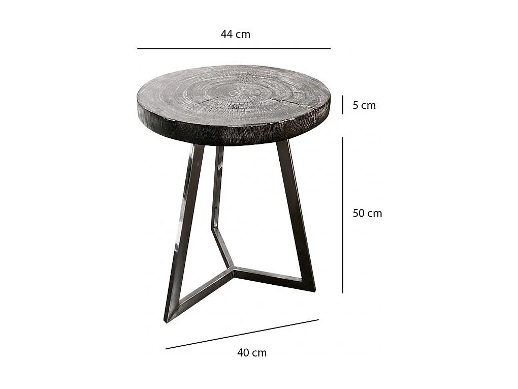 Bout de canapé/Table d'appoint en bois de teck peint en noir – REGLYS