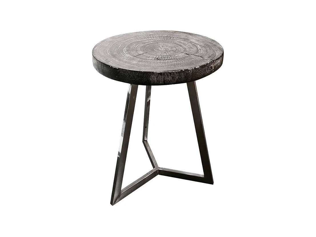Bout de canapé/Table d'appoint en bois de teck peint en noir – REGLYS